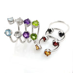 You and Me Ring aus hochglanzpoliertem 925er Silber besetzt mit bunten Edelsteinen wie Amethyst Citrin Granat Spinell Topas und Peridot.