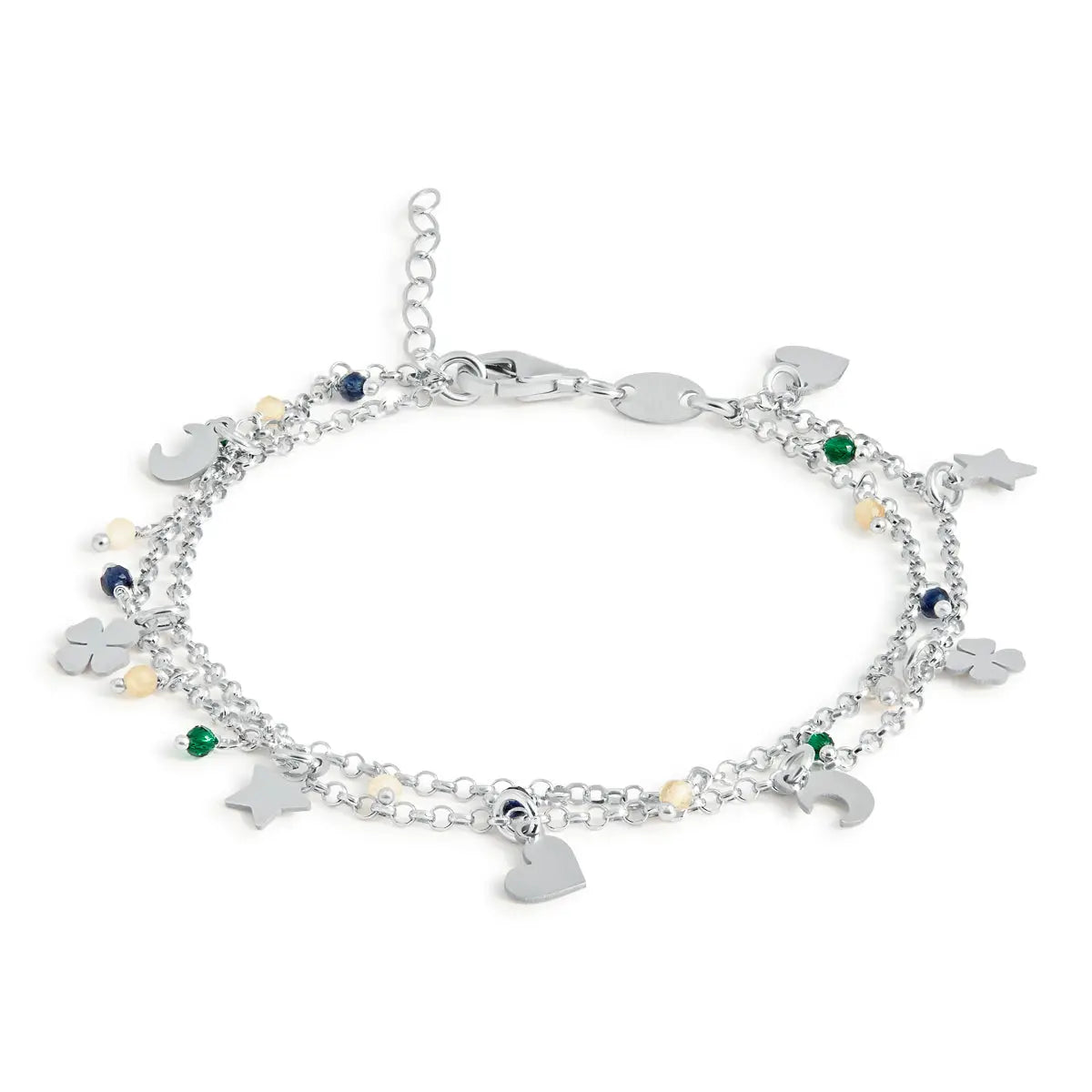 Doppelte Armband mit mini Charms und Steinchen