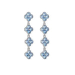 Lange Damen-Tropfenohrringe aus Sterlingsilber mit blauem Kleeblatt-Design aus Zirkonia-Kristallen.