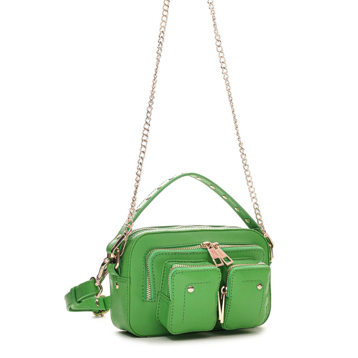 Helena Florence Lederhandtasche |Bright Green & Gold