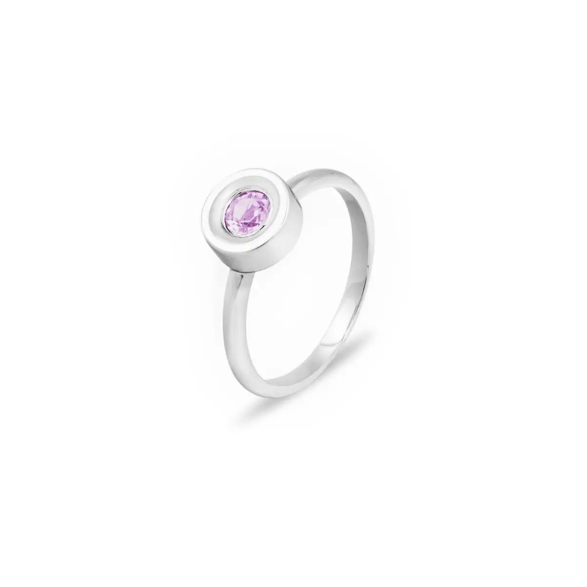 Eleganter, schmaler Silberring aus rhodiniertem 925er Sterlingsilber mit einem echten, violetten Amethyst (0,22 kt). Perfekt fürs Ring-Stacking. Jetzt online bestellen.