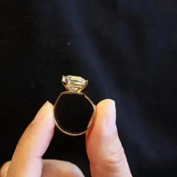 Breiter Quarzkristall Ring verstellbar – Gold-Vermeil mit Quadrat-Stein