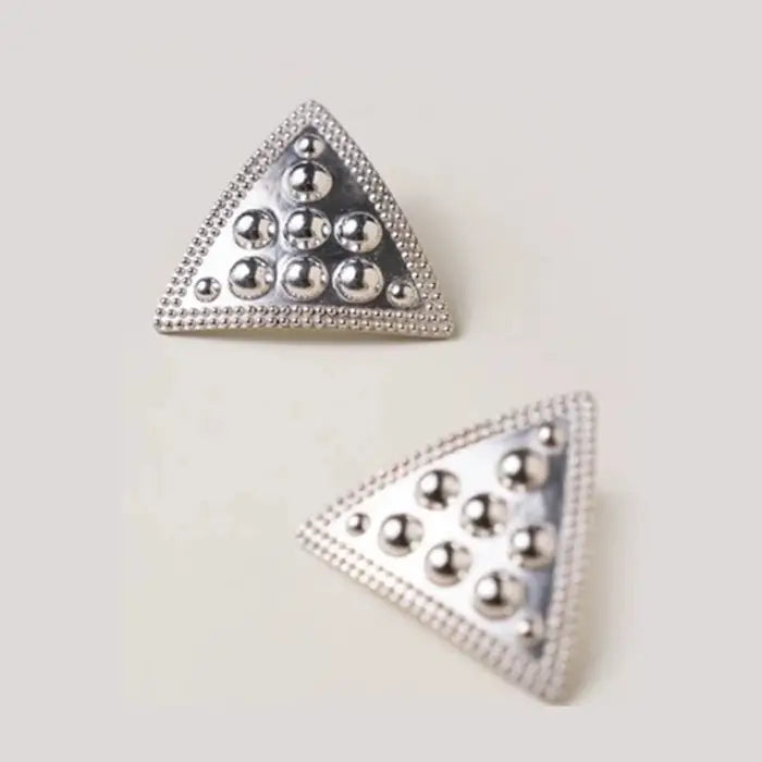 Geometrische Dreiecks-Ohrringe – 3x3 cm Stecker mit Punktdetails