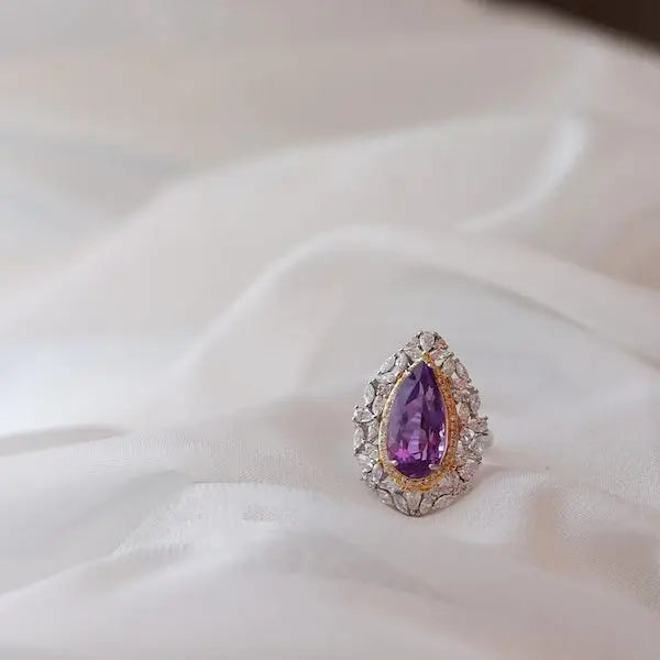 Amethyst-Ring im Birnenschliff – Verstellbarer Ring aus Sterlingsilber