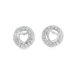 Filigrane, offene Herz-Ohrstecker „Heartless“ aus rhodiniertem 925er Silber, dicht besetzt mit funkelnden Zirkonias.