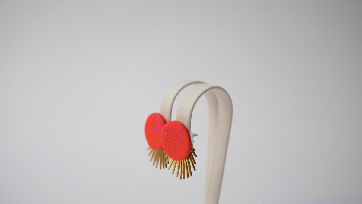 Statement Ohrstecker Sonne 24k vergoldet Polymer