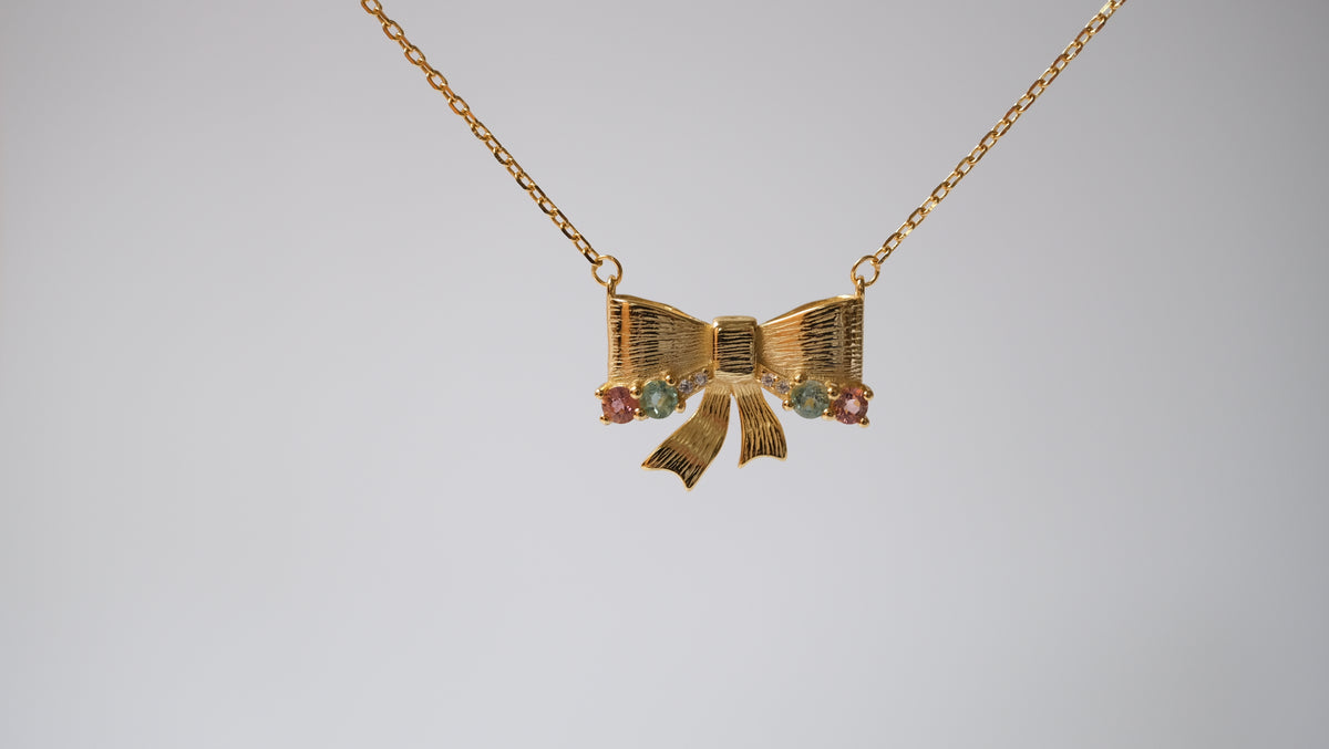 Papillon – Halskette mit Turmalin und Silber-Schmetterling