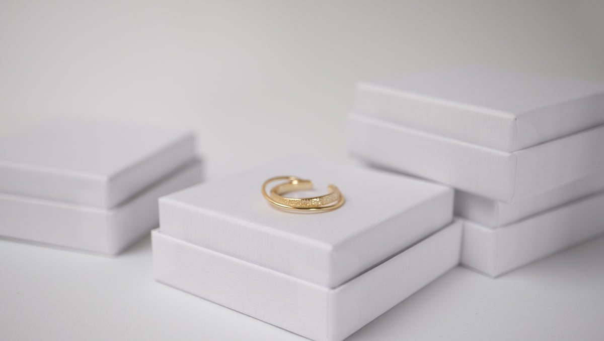 Verstellbarer offener Doppelkreis-Ring aus Gold-Vermeil mit Sternwolken-Design