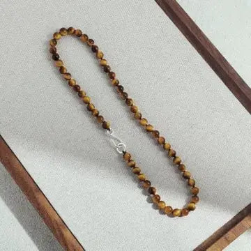 Tigerauge Perlenkette – Echte Edelsteine mit Silberverschluss