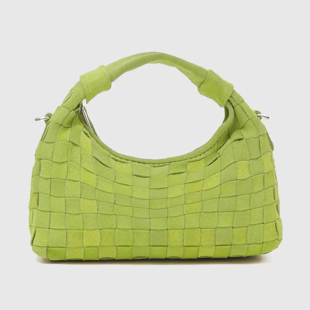 Mini Dandy geflochtene Wildlederhandtasche Lime
