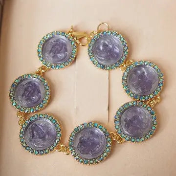 Vintage Cameo-Armband mit Engelsgesicht – Vergoldetes Damen-Armband in Lila
