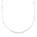 Hochglanzpolierte Silberkette aus 925er Sterlingsilber mit flachen, länglichen Kettengliedern.