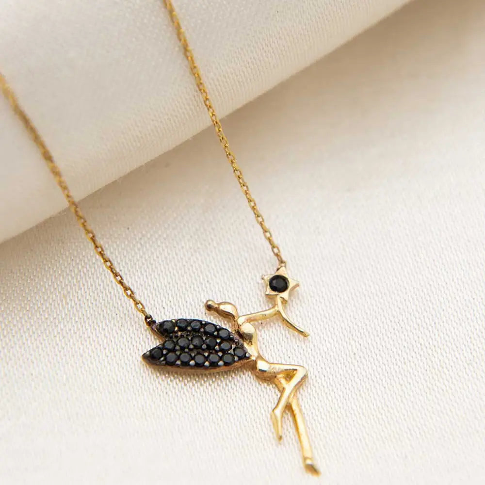 FEE Halskette Gold 925 Sterling Silber Elfen Anhänger