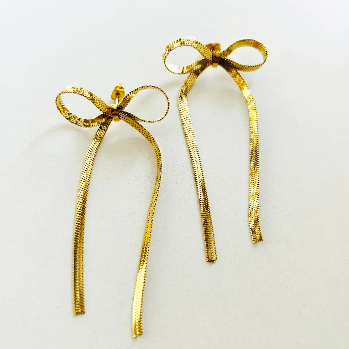 Lange Statement Schleifenohrringe Gold 304 Edelstahl Schlangengeflecht