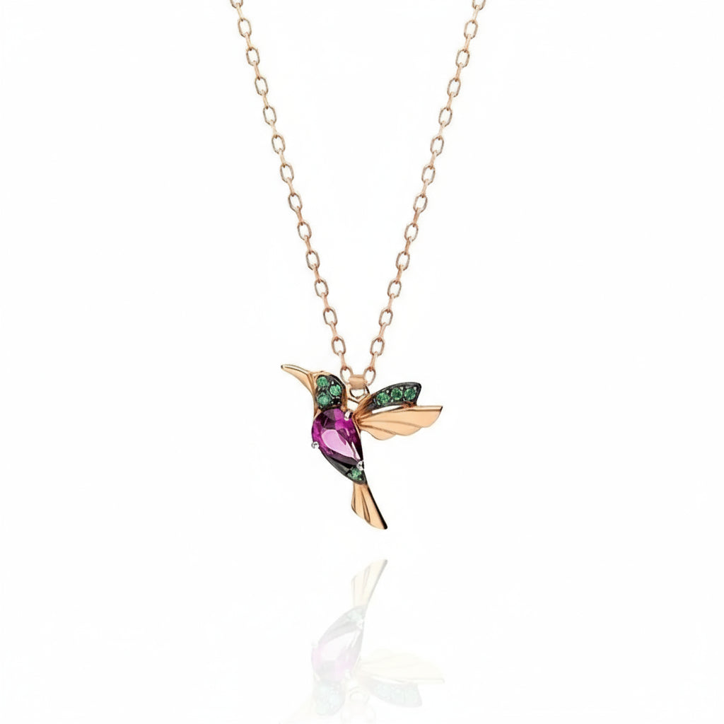 KOLIBRI Halskette Roségold 925 Sterling Silber mit Zirkonia